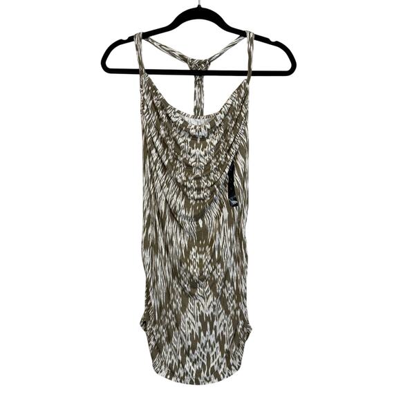 Banana Republic Tank Top L Green Abstract Halter Cowl Neck Summer Luxury NWOT - Picture 1 of 7